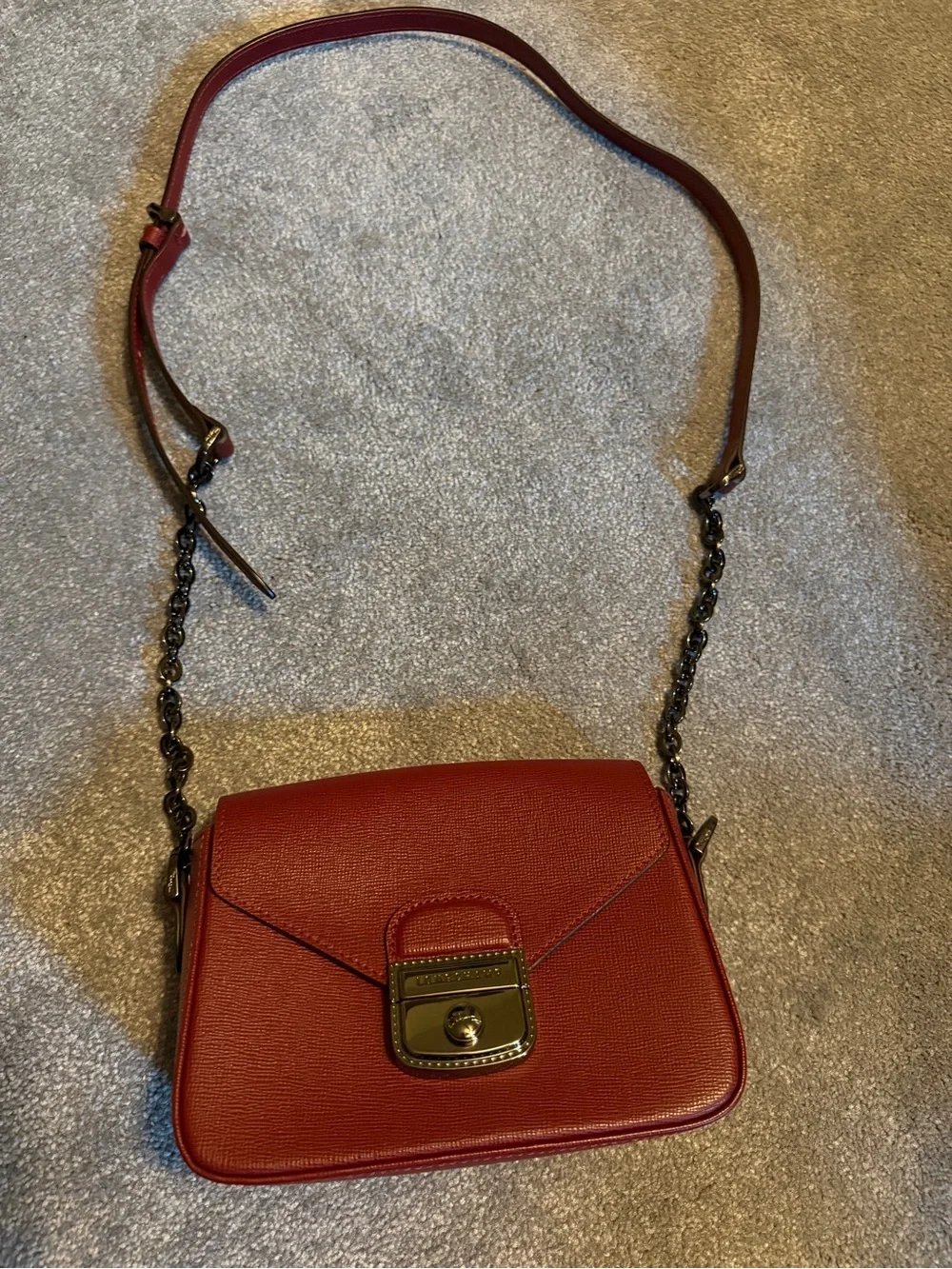 Auth Longchamp Le Pliage Heritage Red Saffiano Leather Shoulder Crossbody Bag